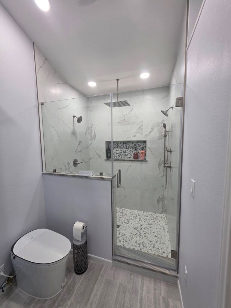 Finished photos of Tyler Texas 4x6 shower with shower glass